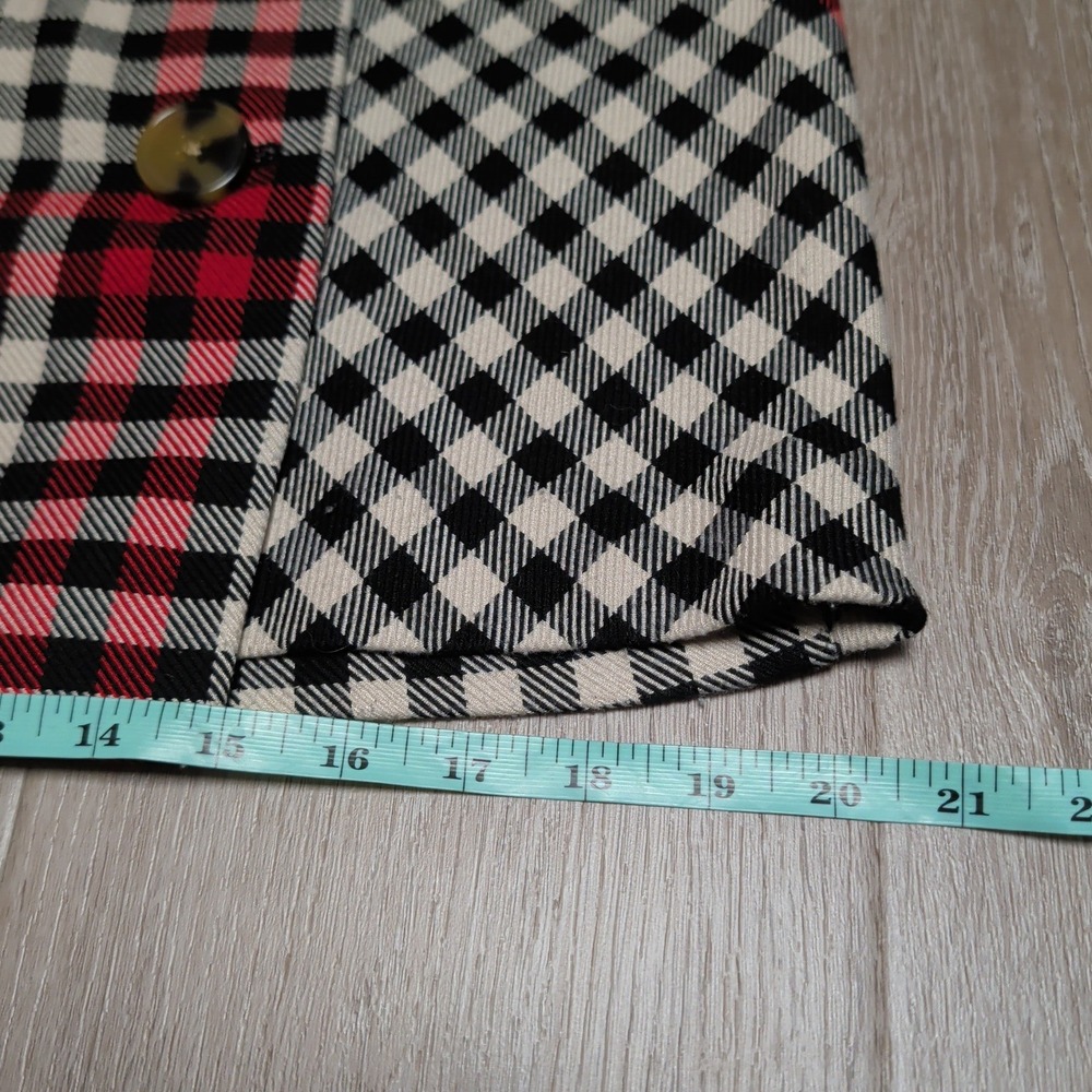 Who What Wear Mini Wrap Skirt Womens 2 Black Red Plaid Button Up Academia 28x17 - Picture 6 of 7